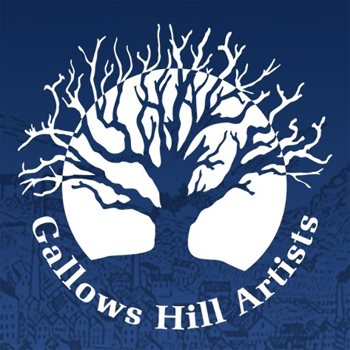 Gallows Hill Artists logo in navy blue. Salem MA studios