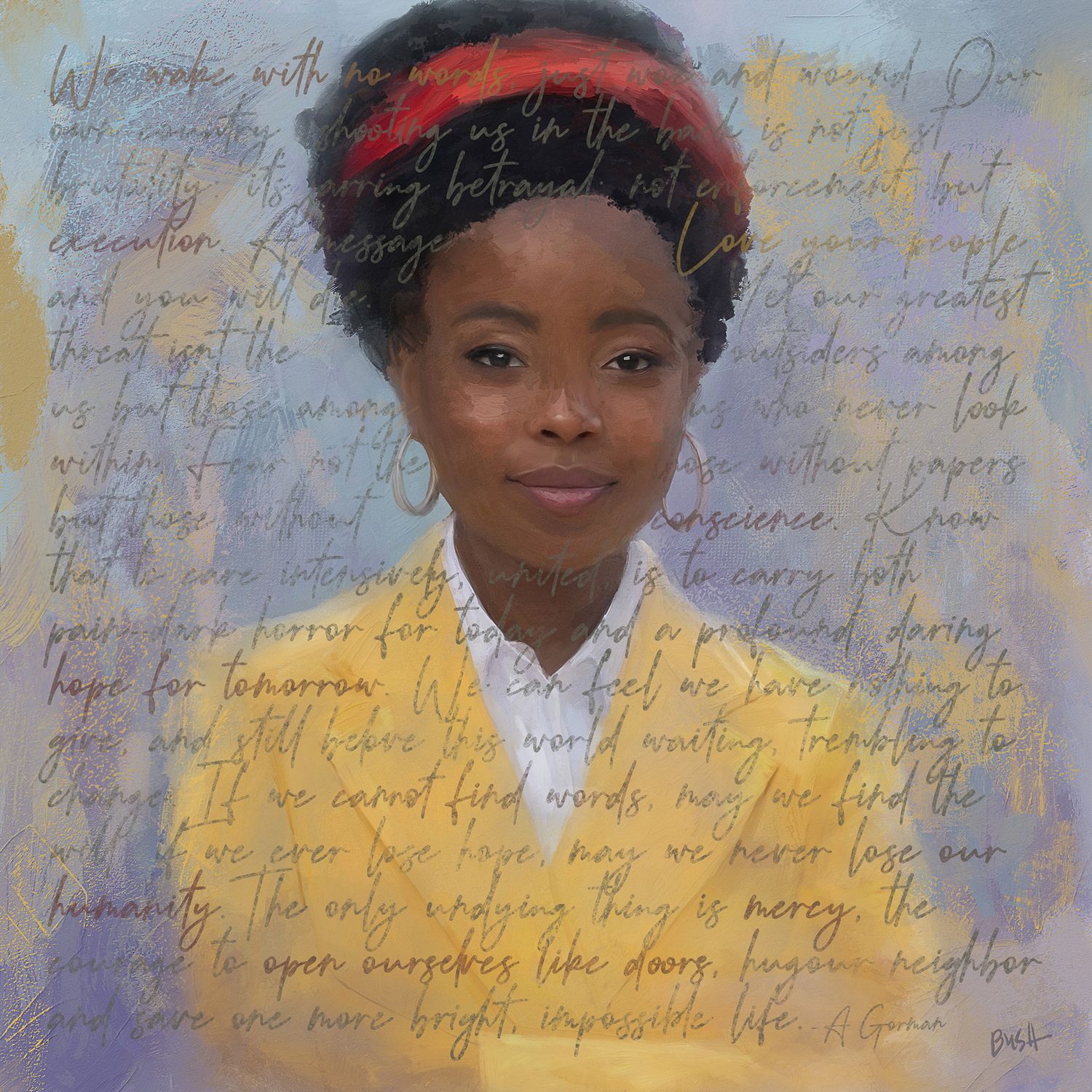 Portrait painting of Amanda Gorman titled 