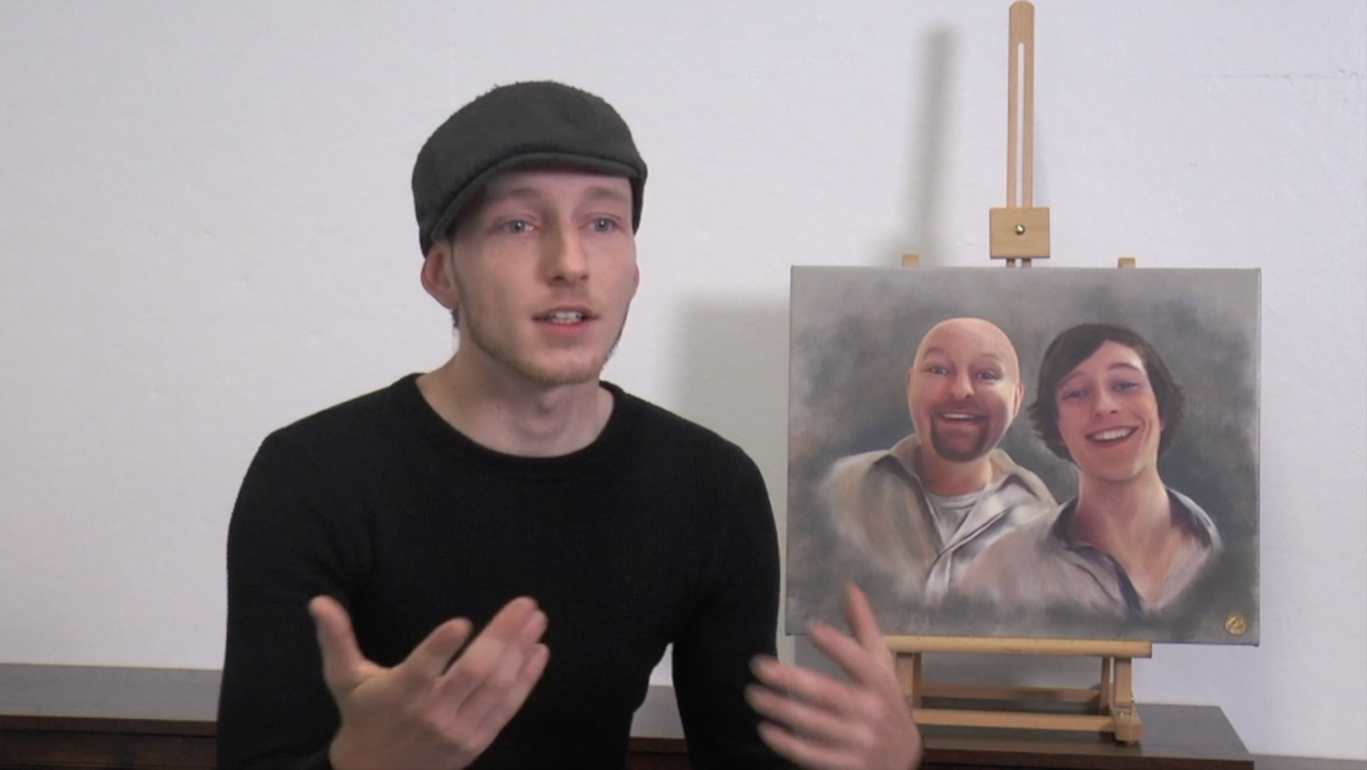 A testimonial video interview of a client expressing his deepest gratitude for the painting created for him.