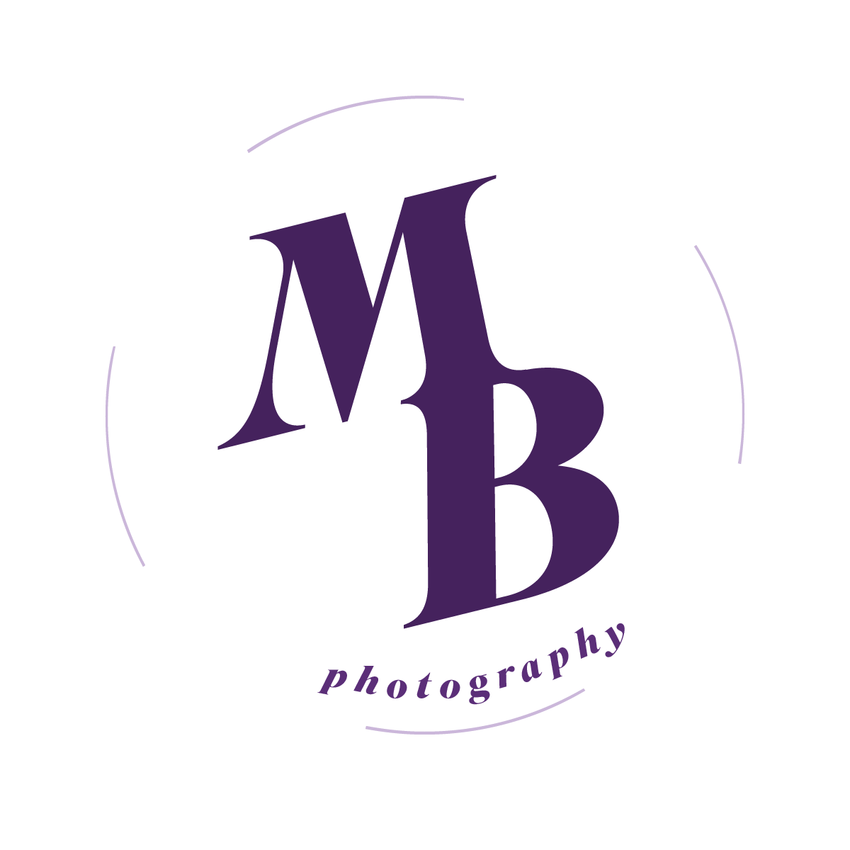 MB Photography logo in deep purple.