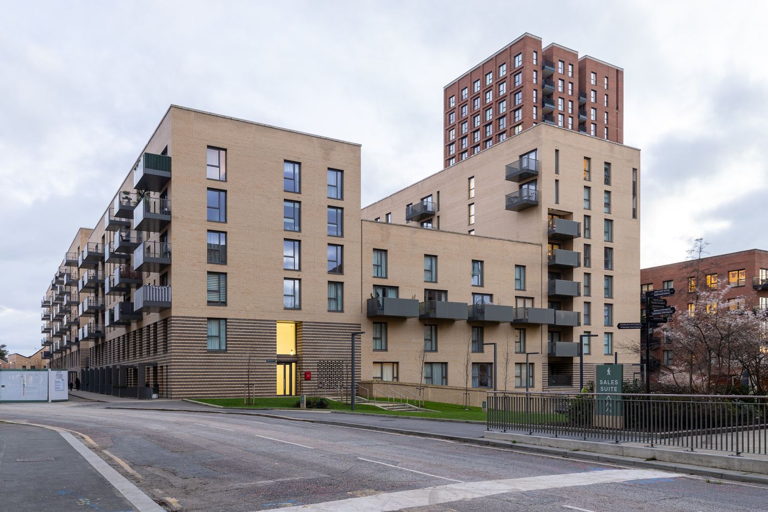 Contemporary apartment blocks at Hendon Waterside, north London
