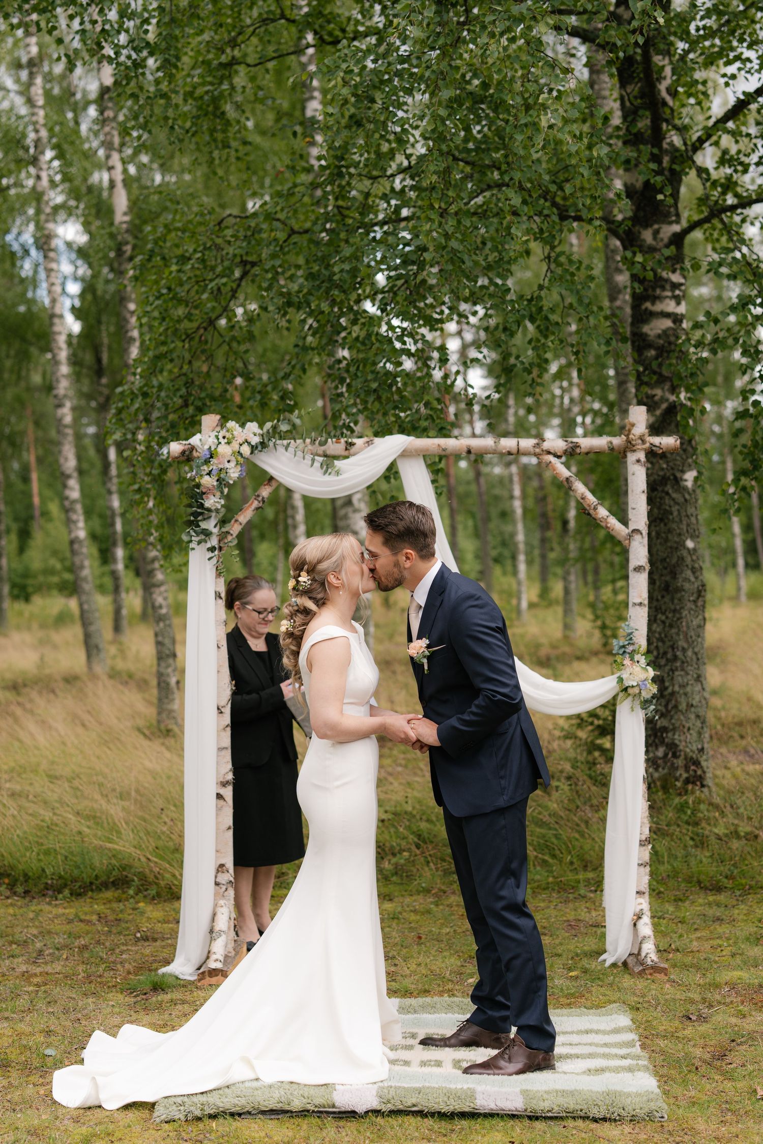 Romantic wedding ceremony sequence captured in a beautiful birch forest setting.