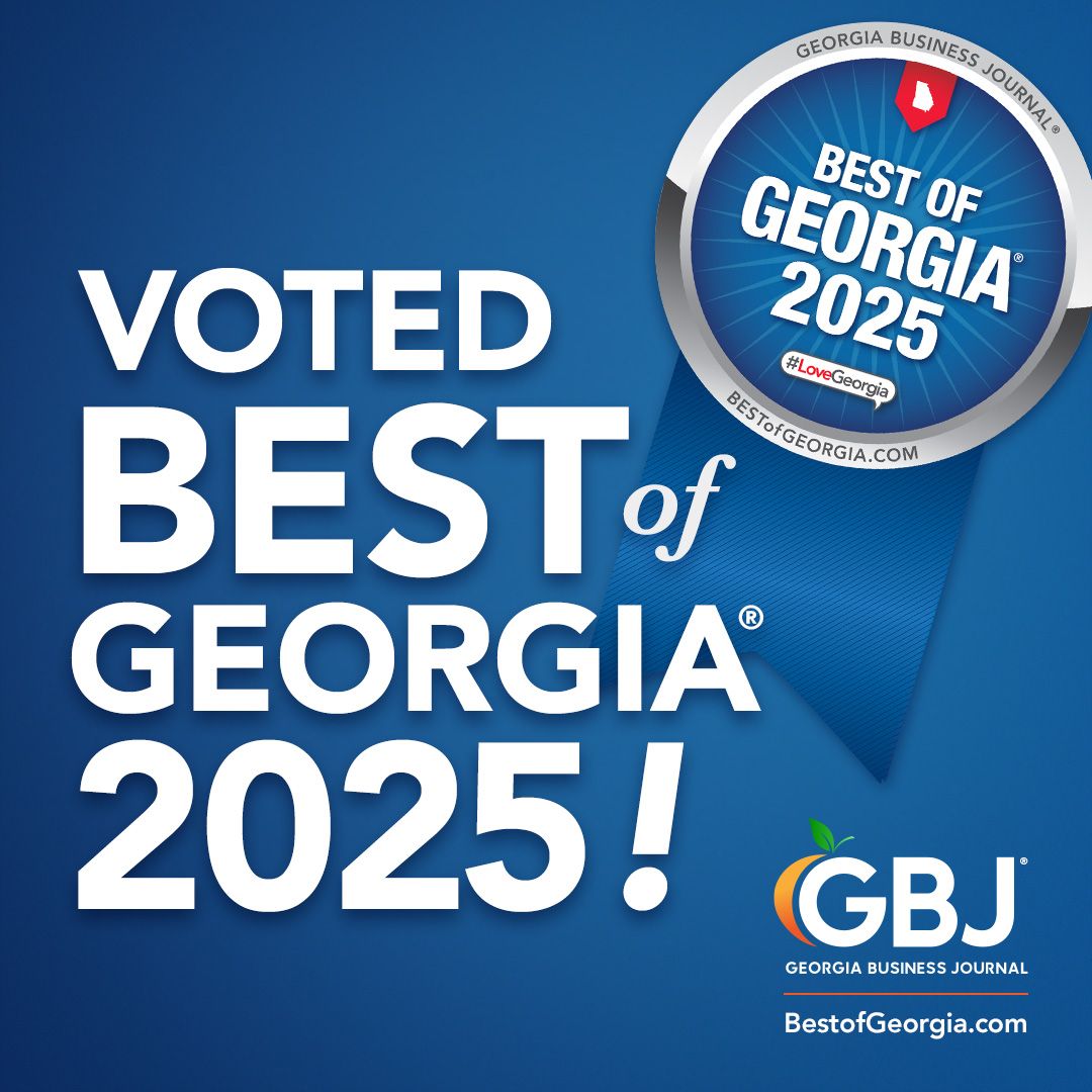 Blue award badge graphic announcing Best of Georgia 2025 winner with GBJ logo