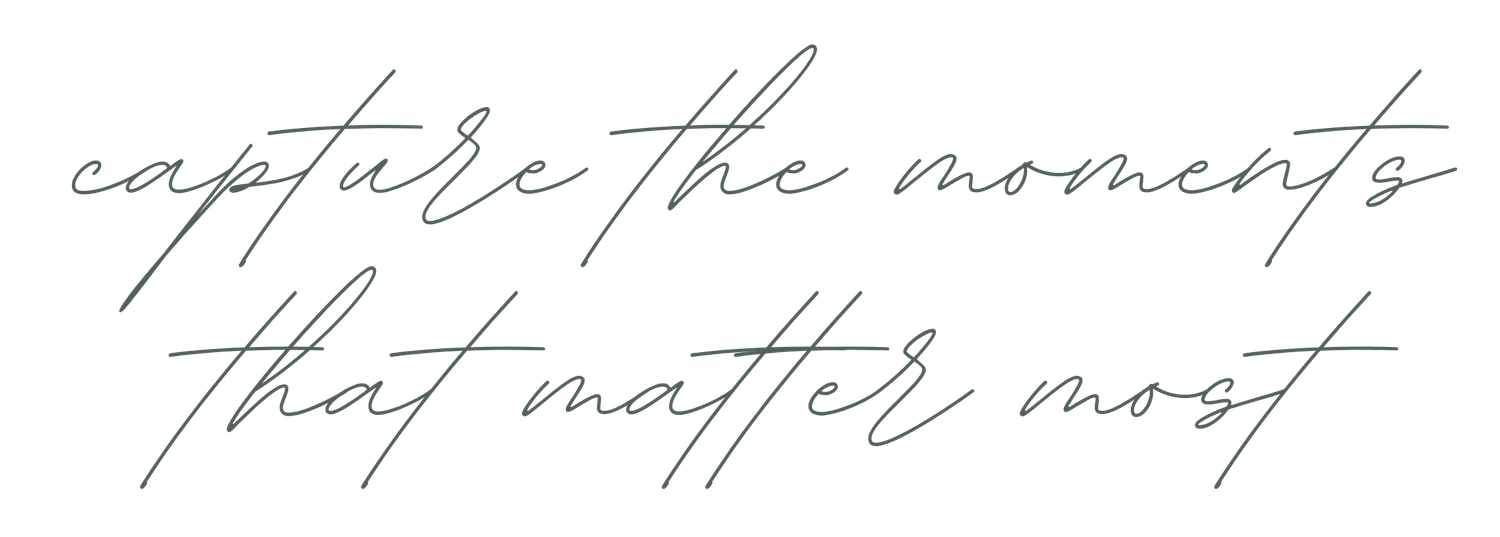 Handwritten cursive text reads 'capture the moments that matter most' in elegant gray script against white background.