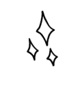 Hand drawn doodle style stars and sparkles in black ink scattered on white background.