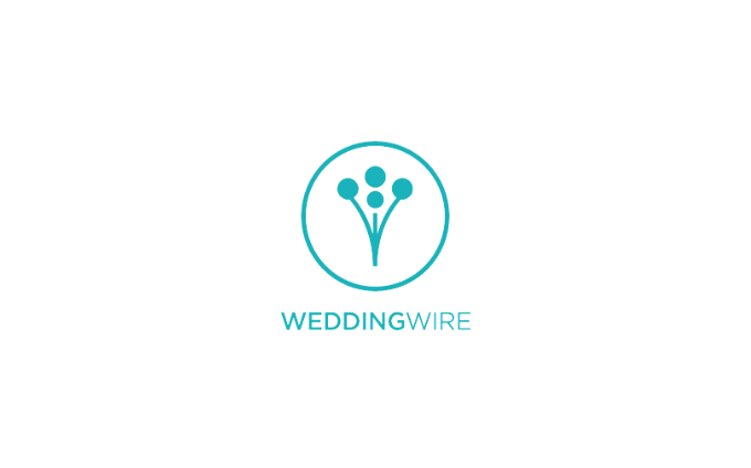 Clean minimalist WeddingWire logo design in turquoise blue.