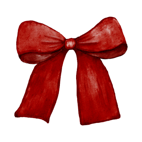 A row of five red decorative bows arranged horizontally, decreasing in size from left to right.