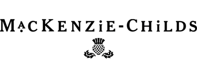 MacKenzie-Childs luxury home decor brand logo featuring elegant serif typography with a decorative thistle emblem.