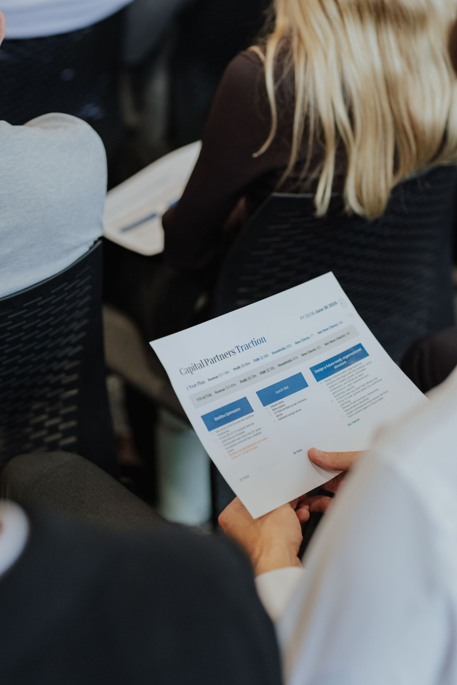Close-up of a Capital Partners Toolbox document being reviewed at a business conference.