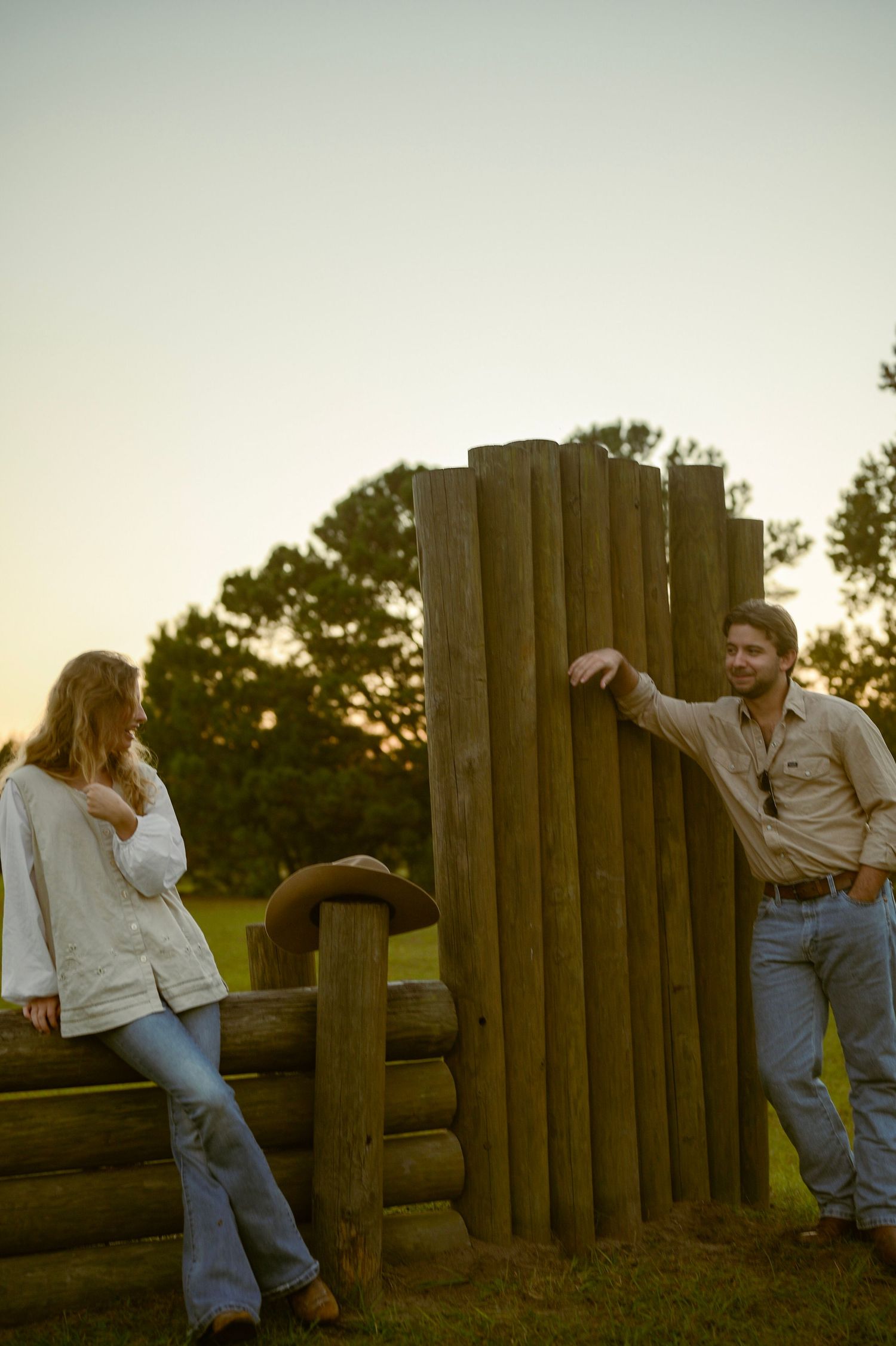 Couple holding hands during a wedding session in Jacksonville park