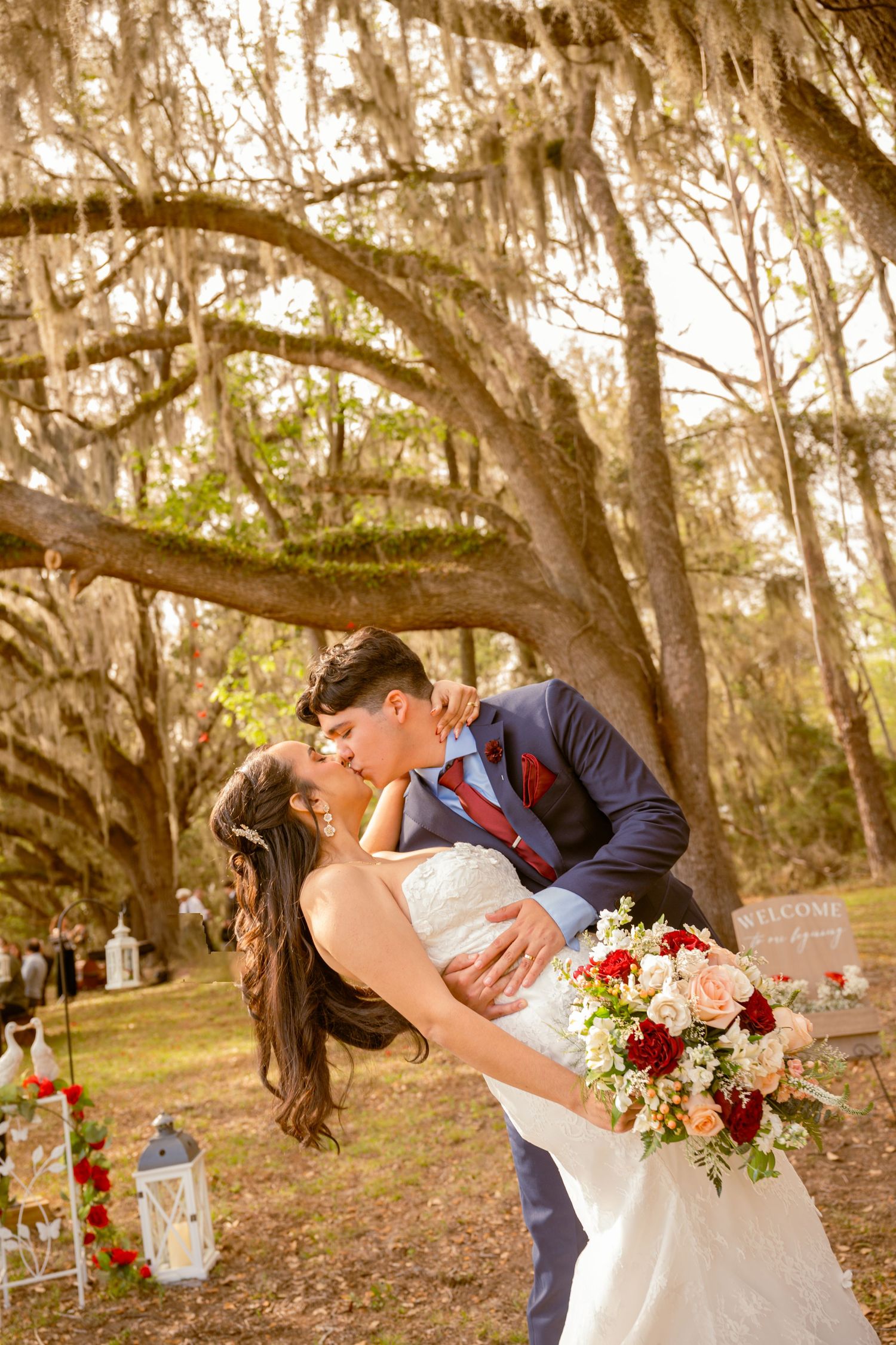 Bride and groom sharing an intimate moment during their wedding in St. Augustine, Florida