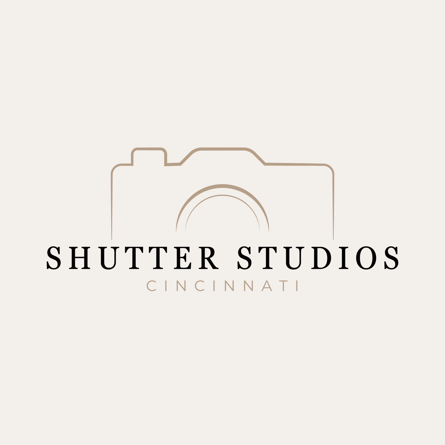 Shutter Studios Cincinnati professional photography studio logo with camera icon.