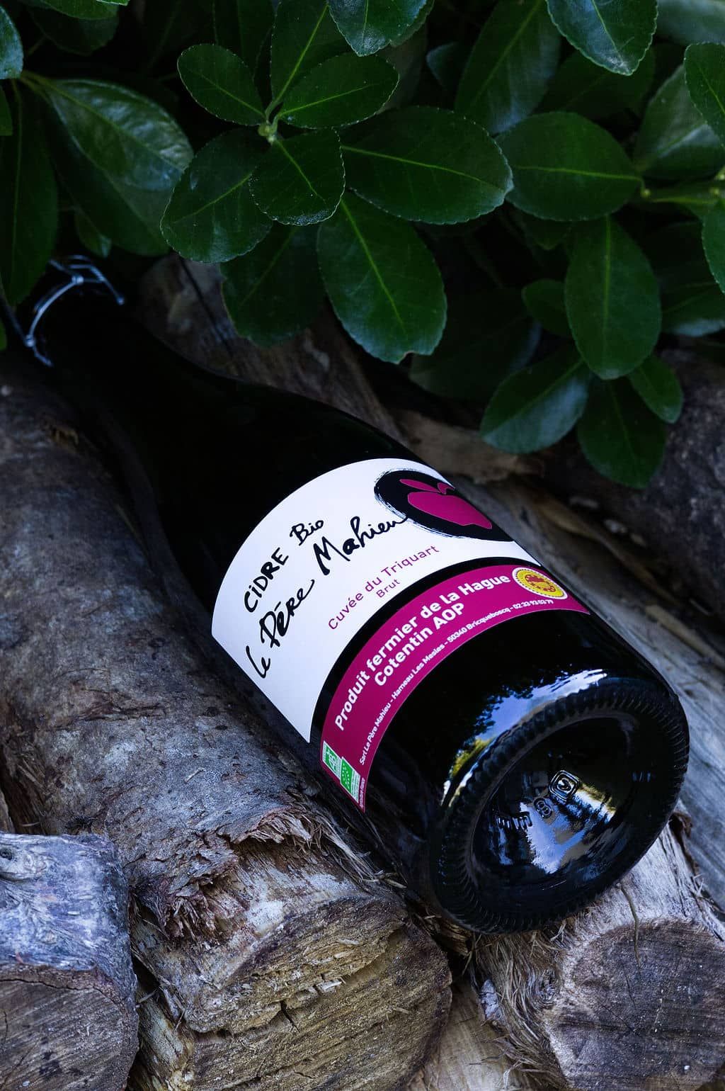 Bouteille de cidre, Cidrerie Le Père Mahieu, Bricquebosq, Normandie