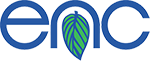 EMC green leaf logo design in blue circular text on white background.