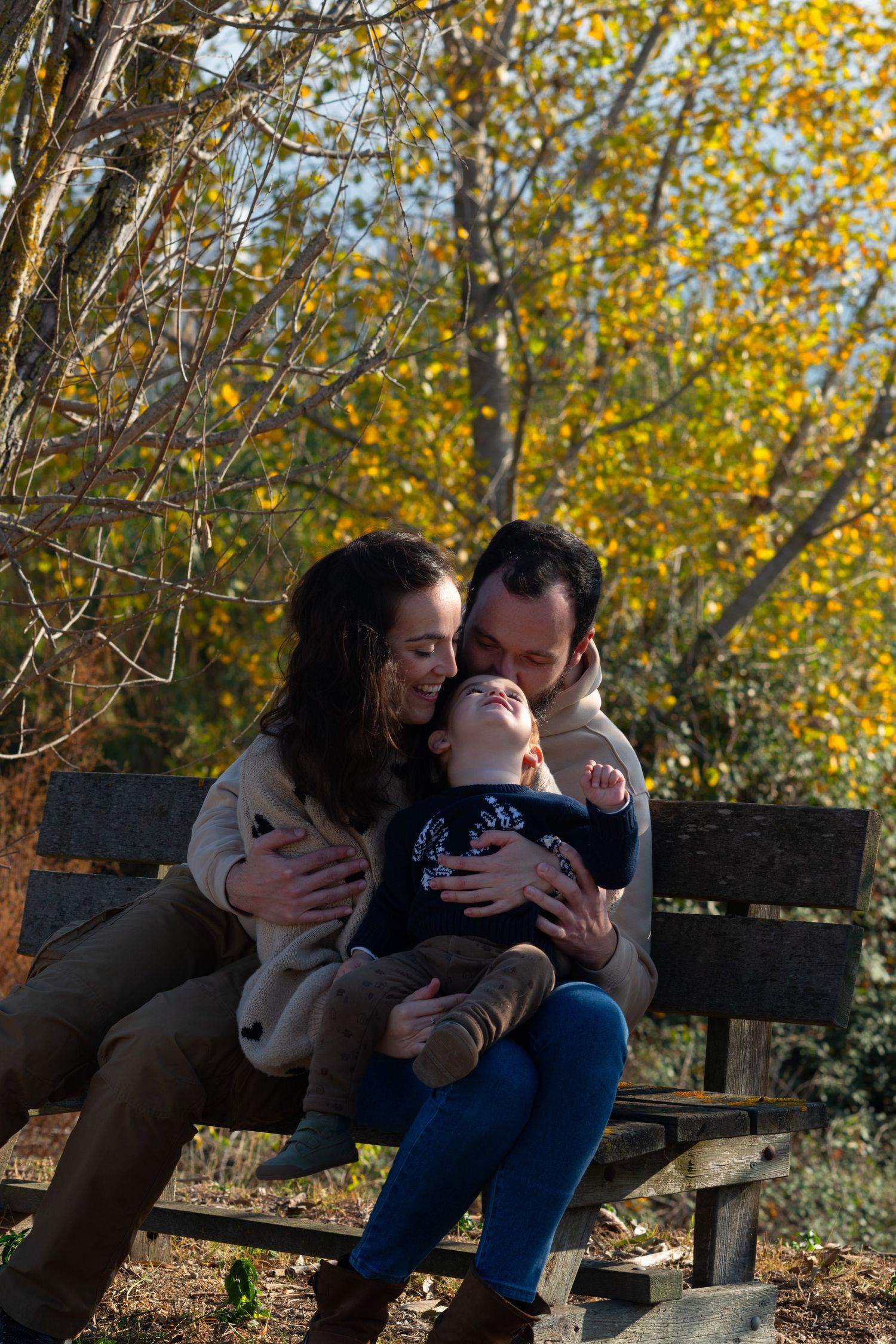Family in the woods