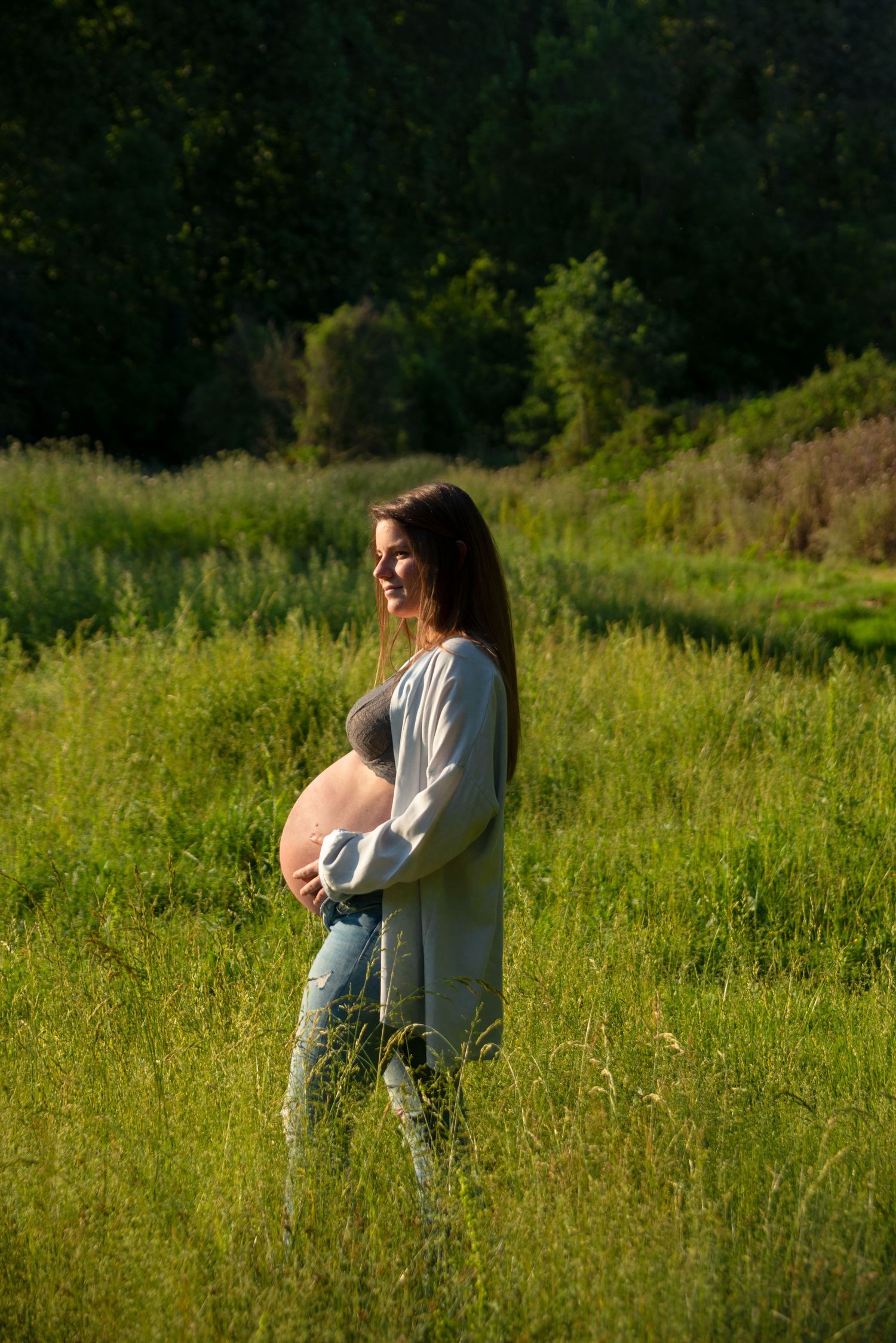 Pregnant woman in the woods