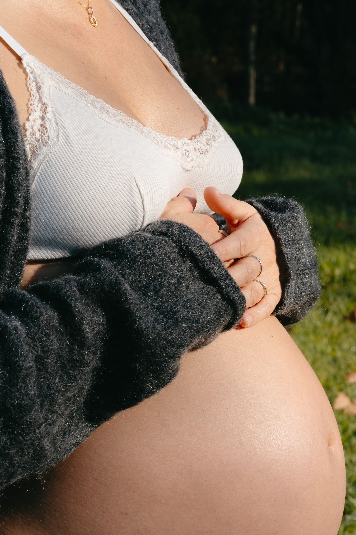 Pregnant woman in the woods
