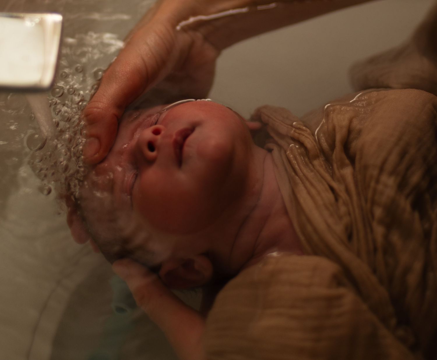 Bathing a baby