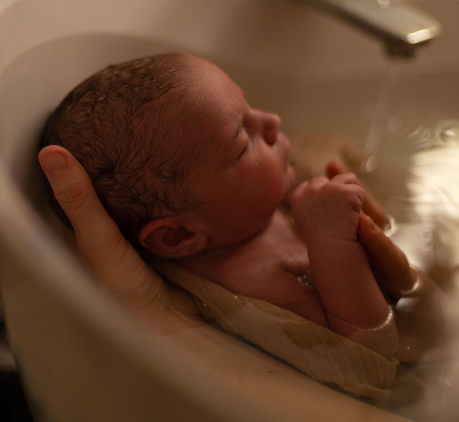 Bathing a baby