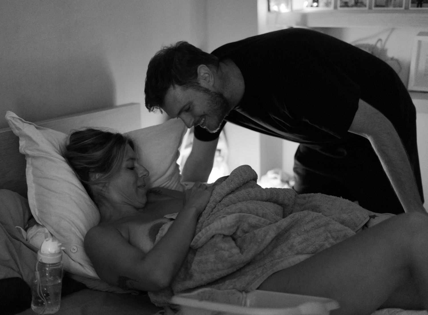 Couple welcoming the baby after birth