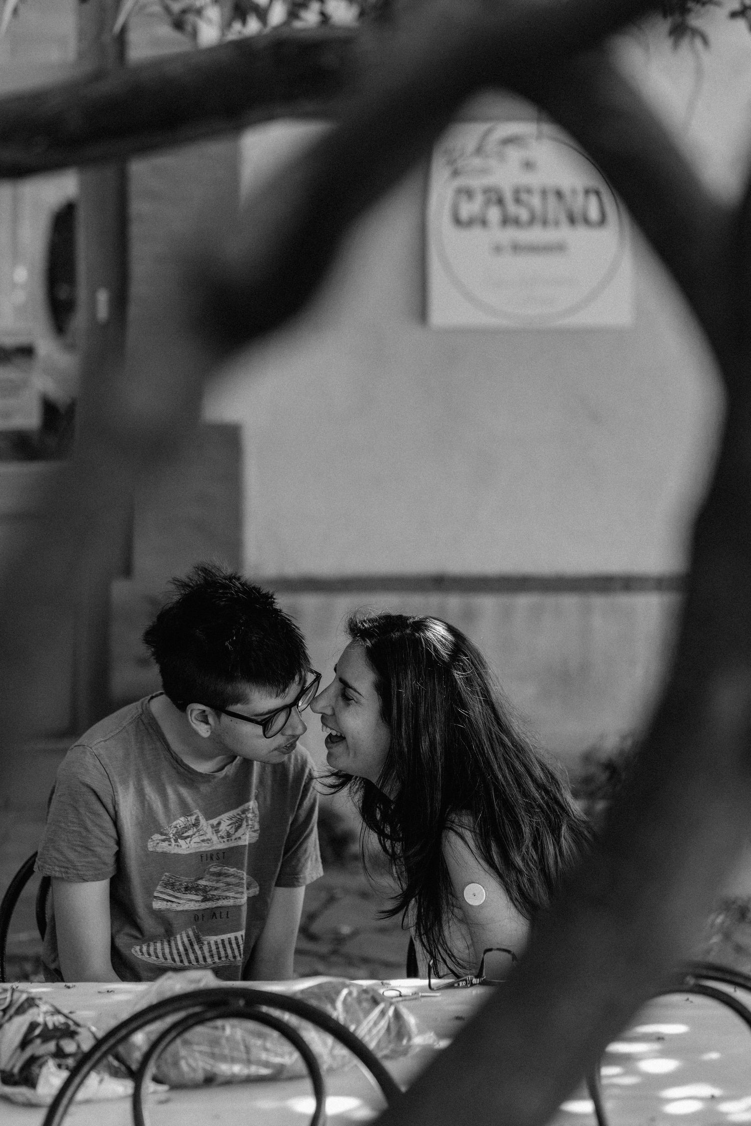 A mother talking to her son