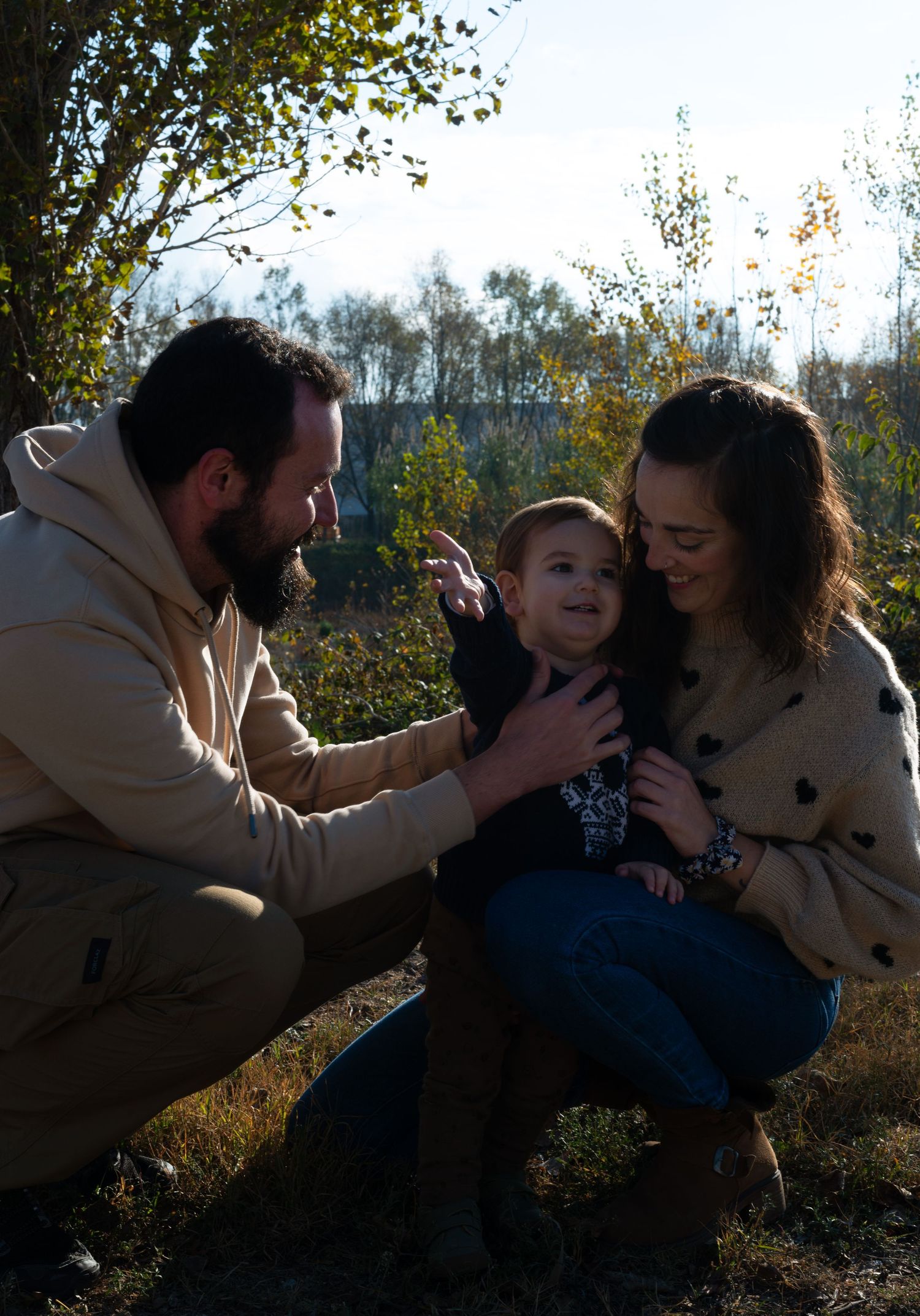 Family in the woods