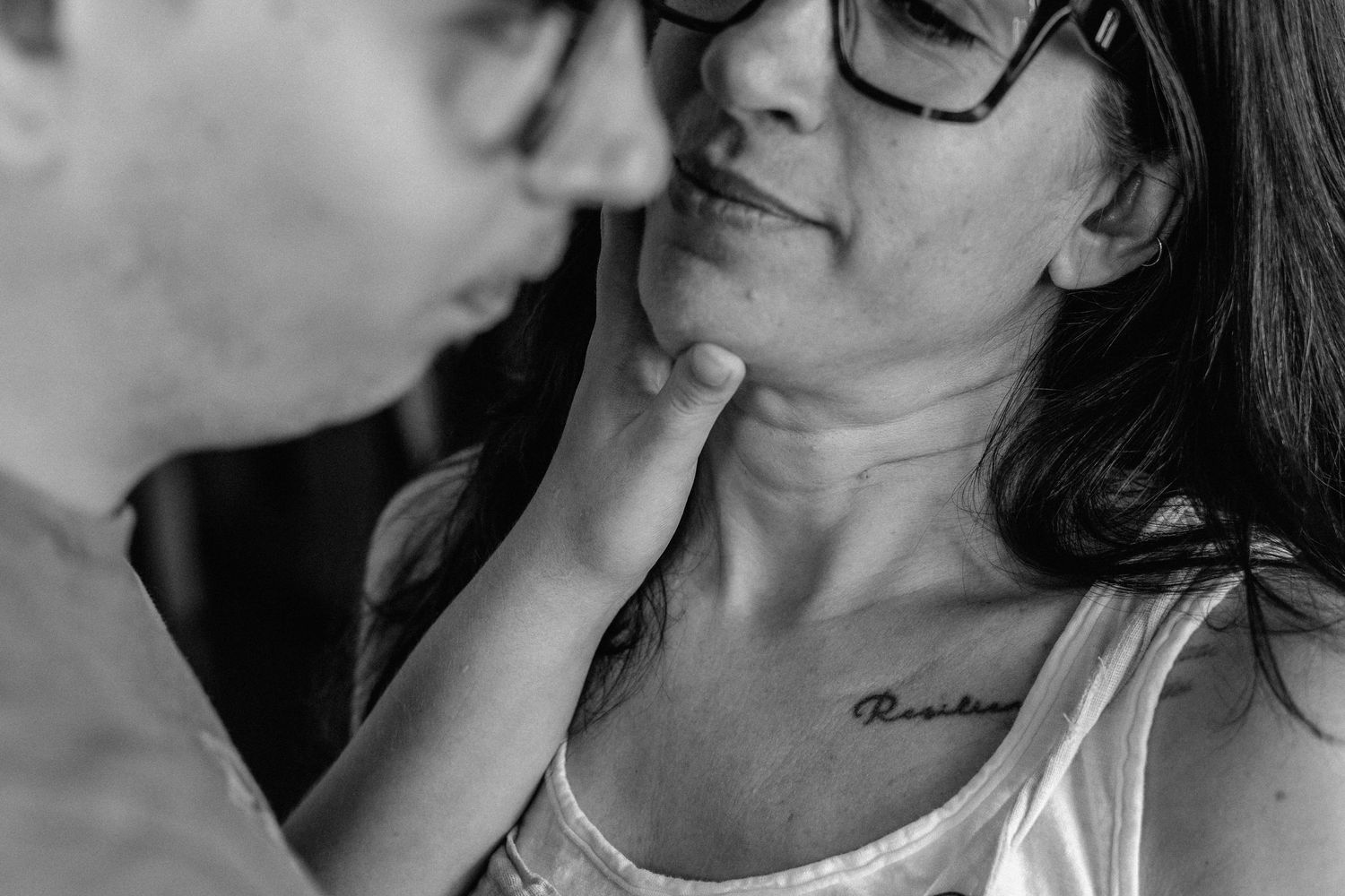 A mother looking at her son