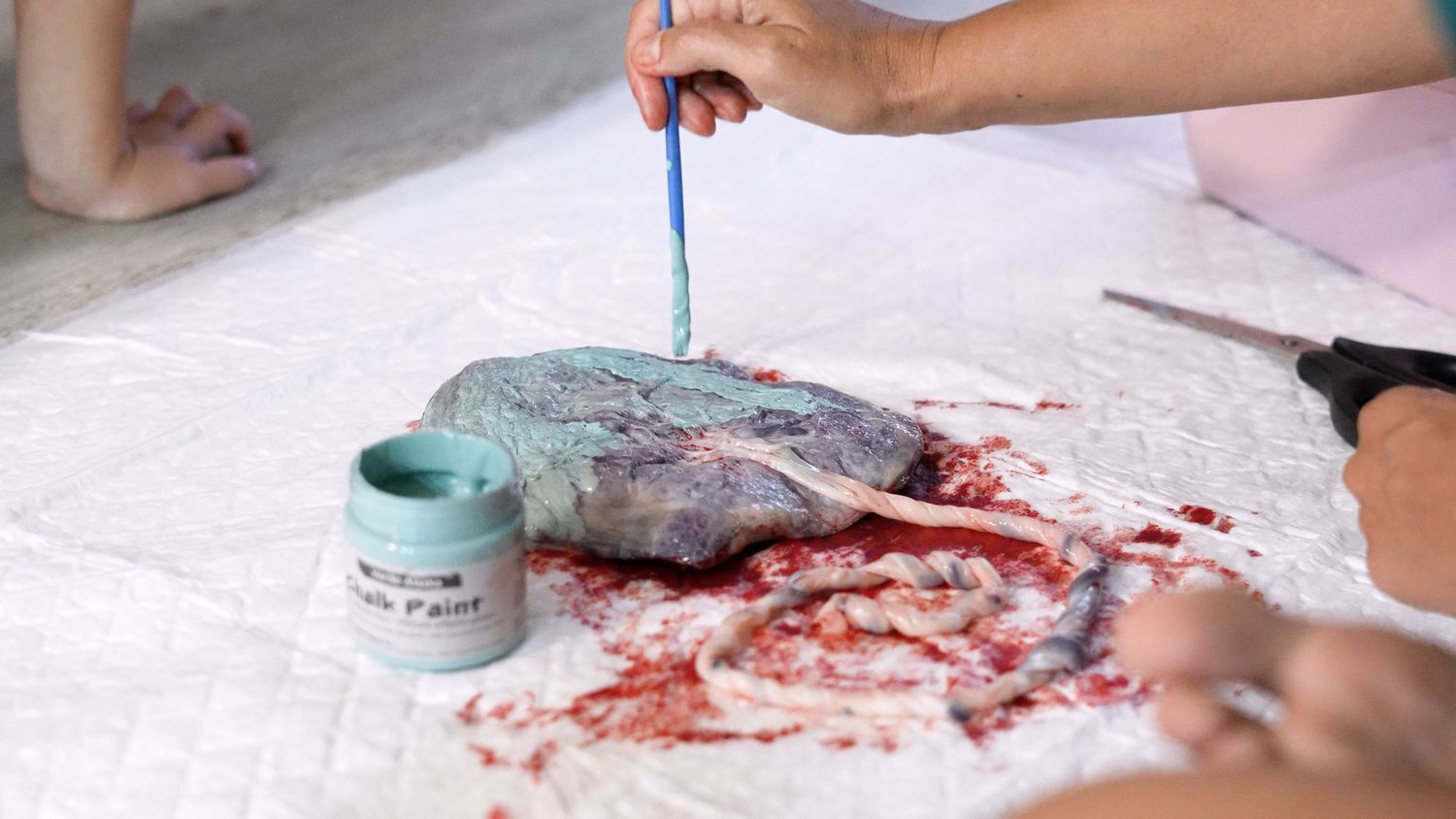 Woman painting a placenta
