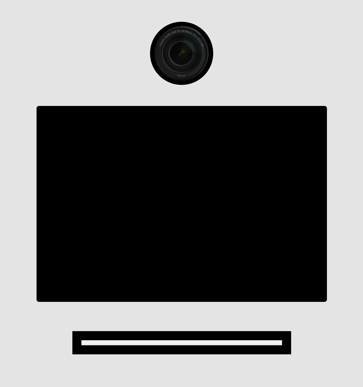 Camera monitoring system with circular lens and dark display screen. Perth WA Photo booth Hire Event Booth Pose Booth