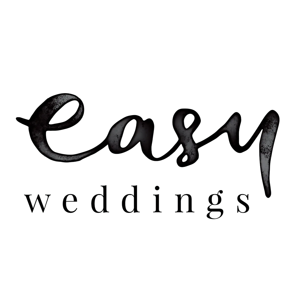 Black script logo for Easy Weddings with elegant calligraphy style text.