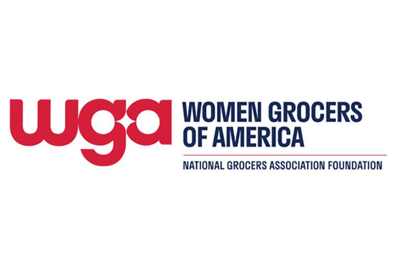 Women Grocers of America logo, National Grocers Association Foundation, featuring bold red WGA letters on white background.