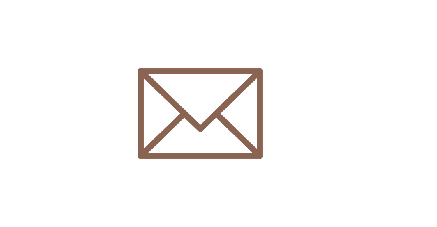 Brown outline envelope icon on white background, representing email or mail communication.