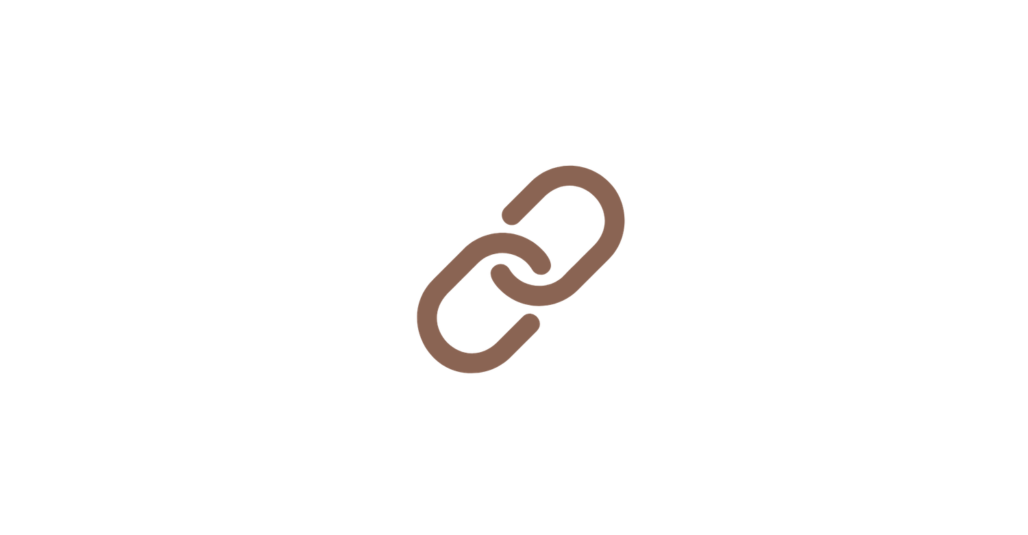 Brown chain link icon symbolizing connection, linking, or URL sharing on a white background.