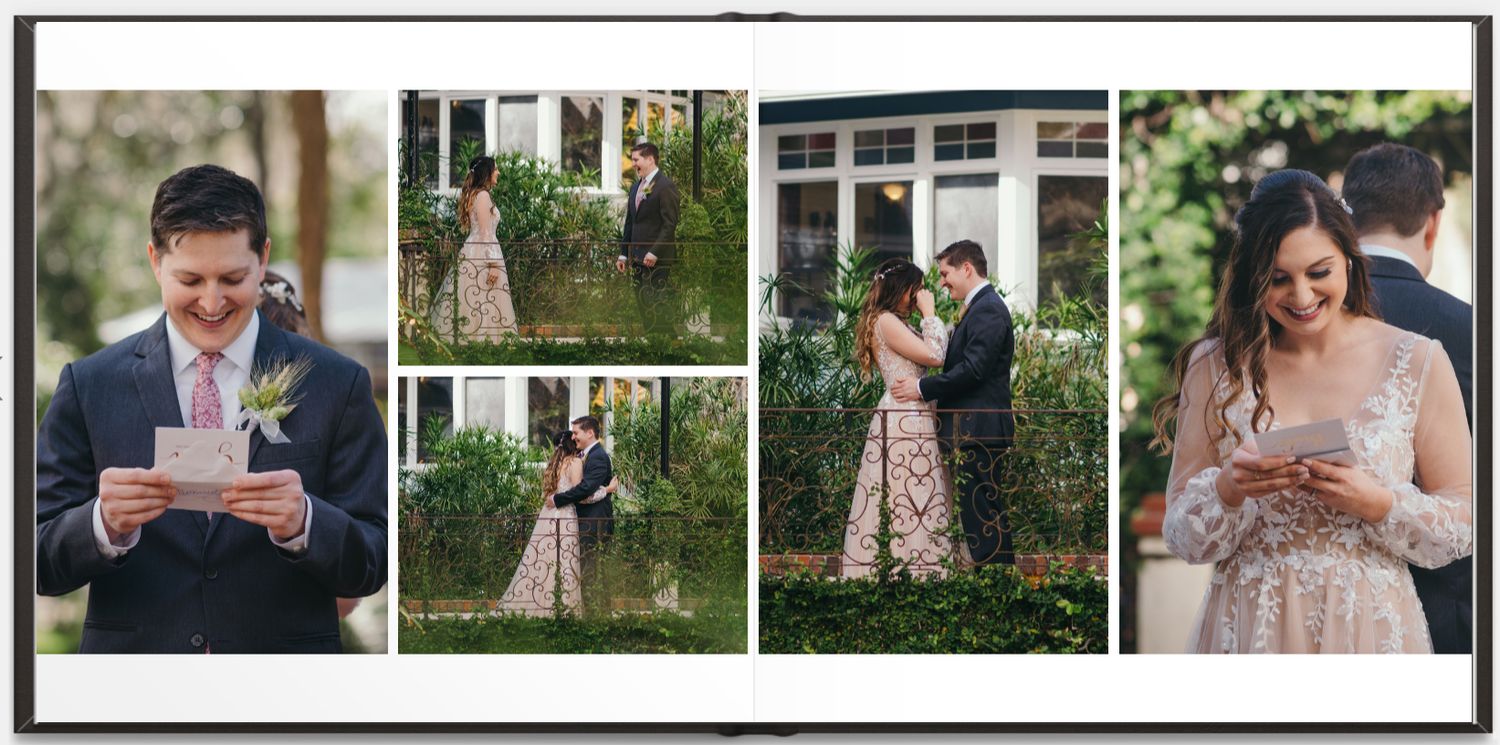Wedding day photo collage displaying various candid moments and portraits.
