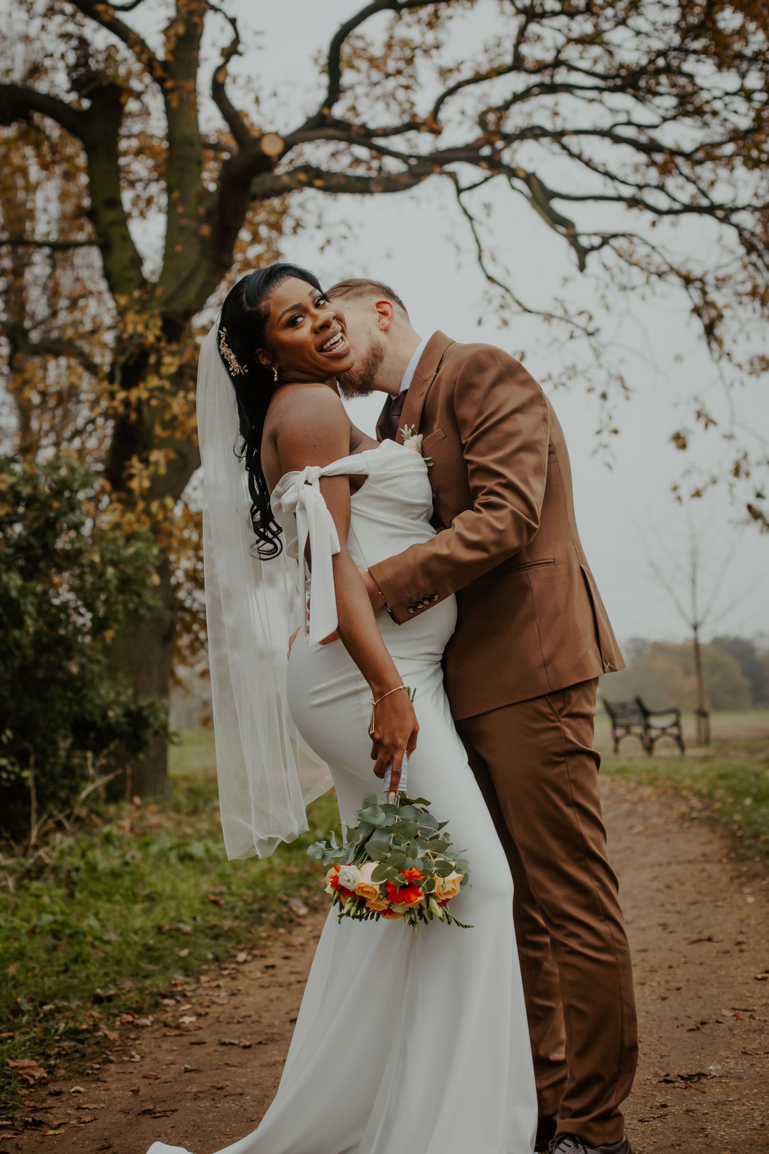 Bride and Groom posing after wedding ceremony Morden Park House - London - RELM Photography