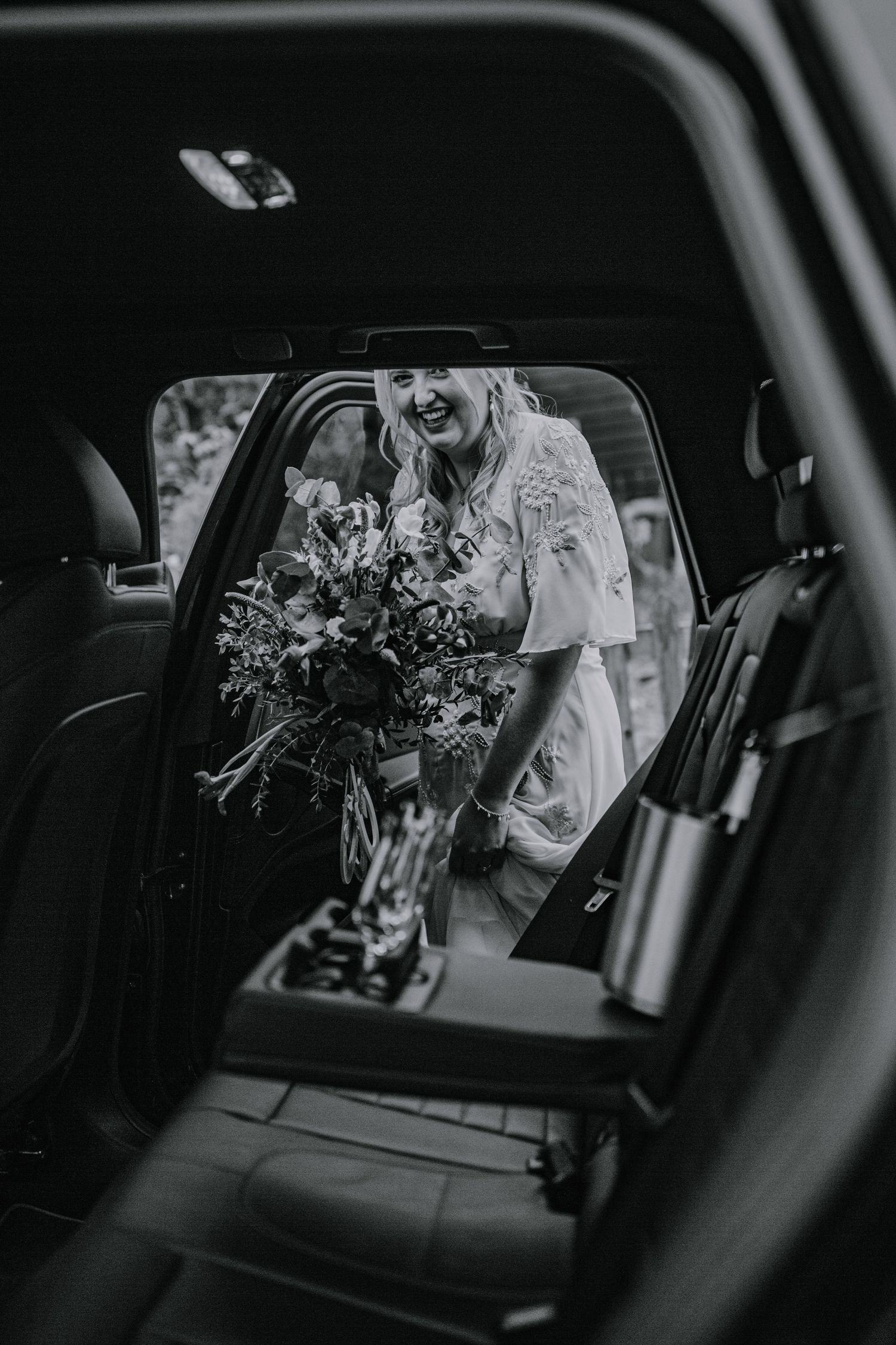 Bride entering her wedding car, Hertfordshire – RELM Photography.
