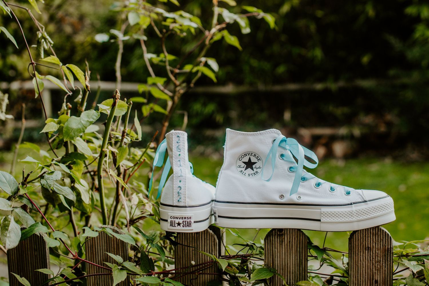 Personalised converse sneakers with wedding date Hertfordshire, Photographer RELM Photography