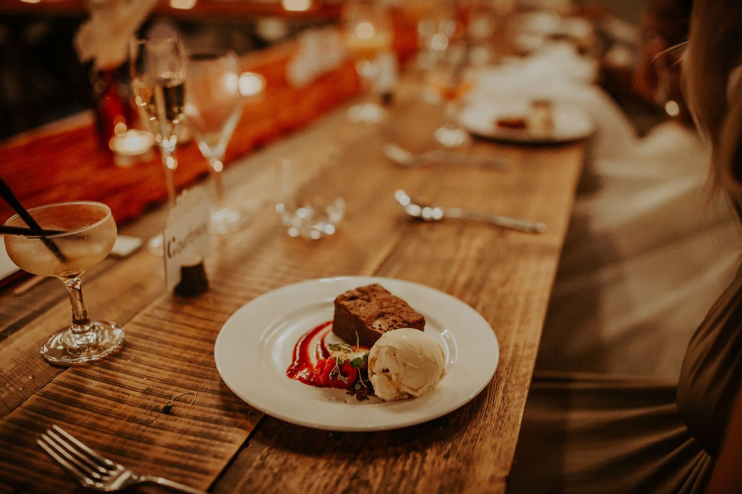 Dessert at a wedding reception at Lapstone Barn – Chipping Campden, The Cotswolds