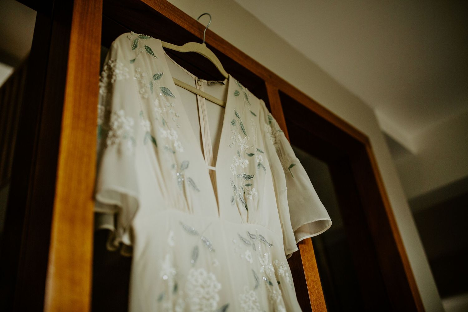 Close up of Hope & Ivory wedding dress Hertfordshire, Photographer RELM Photography