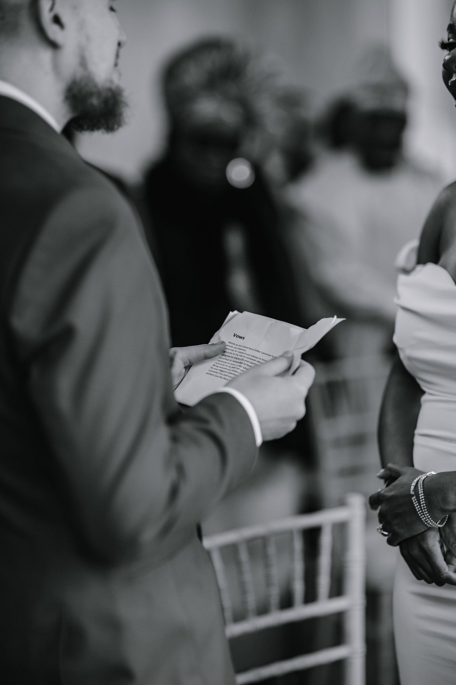 Groom reading his vows at wedding ceremony at Morden Park House - London - RELM Photography