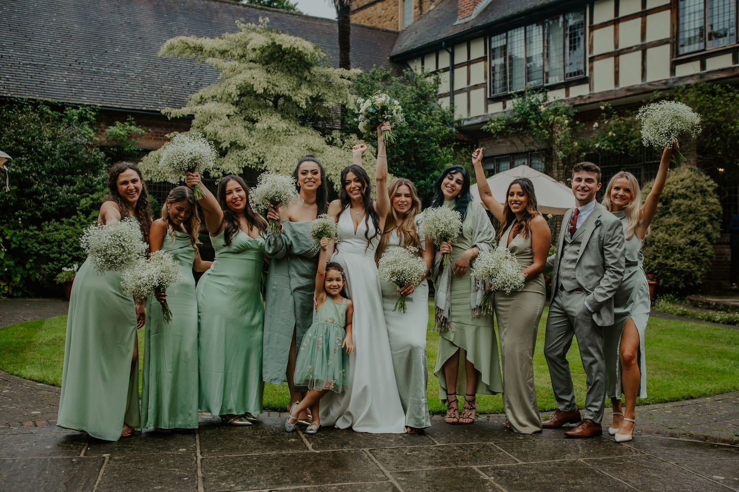 Bridal party at Ramster Hall Wedding, Chiddingfold, Godalming.