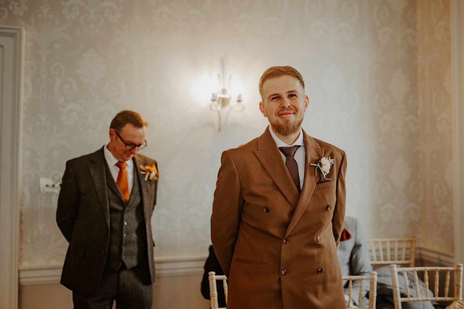 Groom excited for his wedding ceremony at Morden Park House - London - RELM Photography