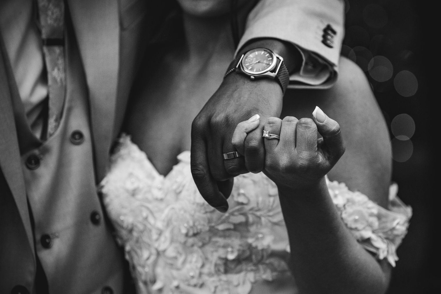 Close up of Bride and grooms wedding rings at Lapstone Barn – Chipping Campden, The Cotswolds