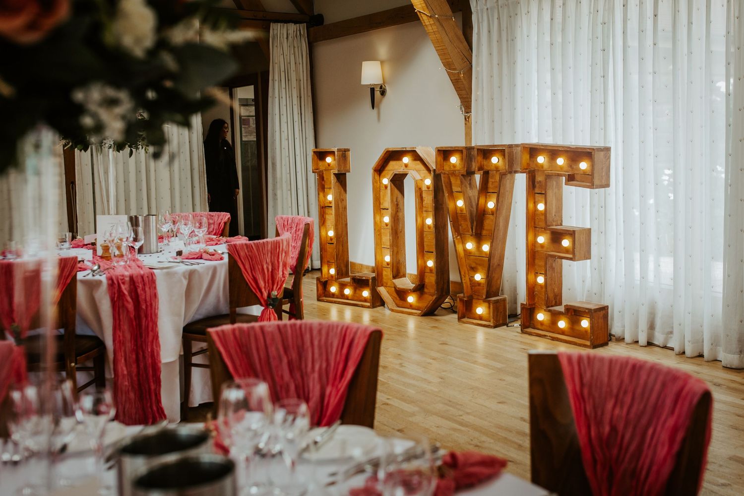 Wedding decor at Bassmead Manor Barns, St. Neots.