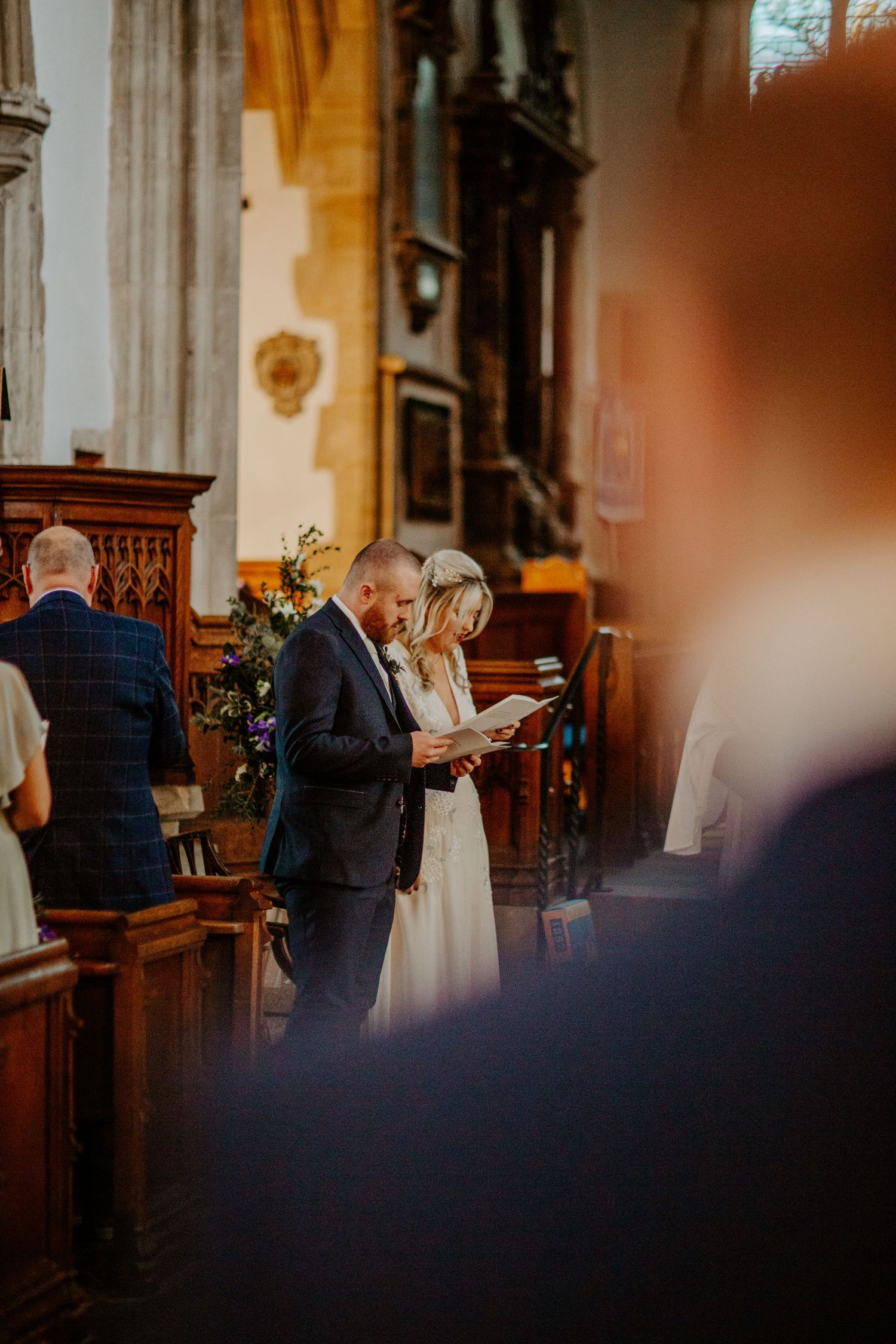 Bride and Groom at their wedding ceremony at Braughing Church, Hertfordshire – RELM Photography.