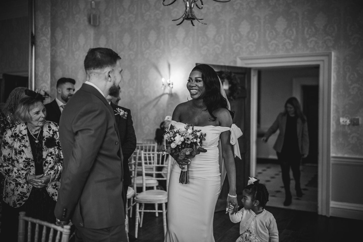 Bride enters wedding ceremony to meet Groom at Morden Park House - London - RELM Photography