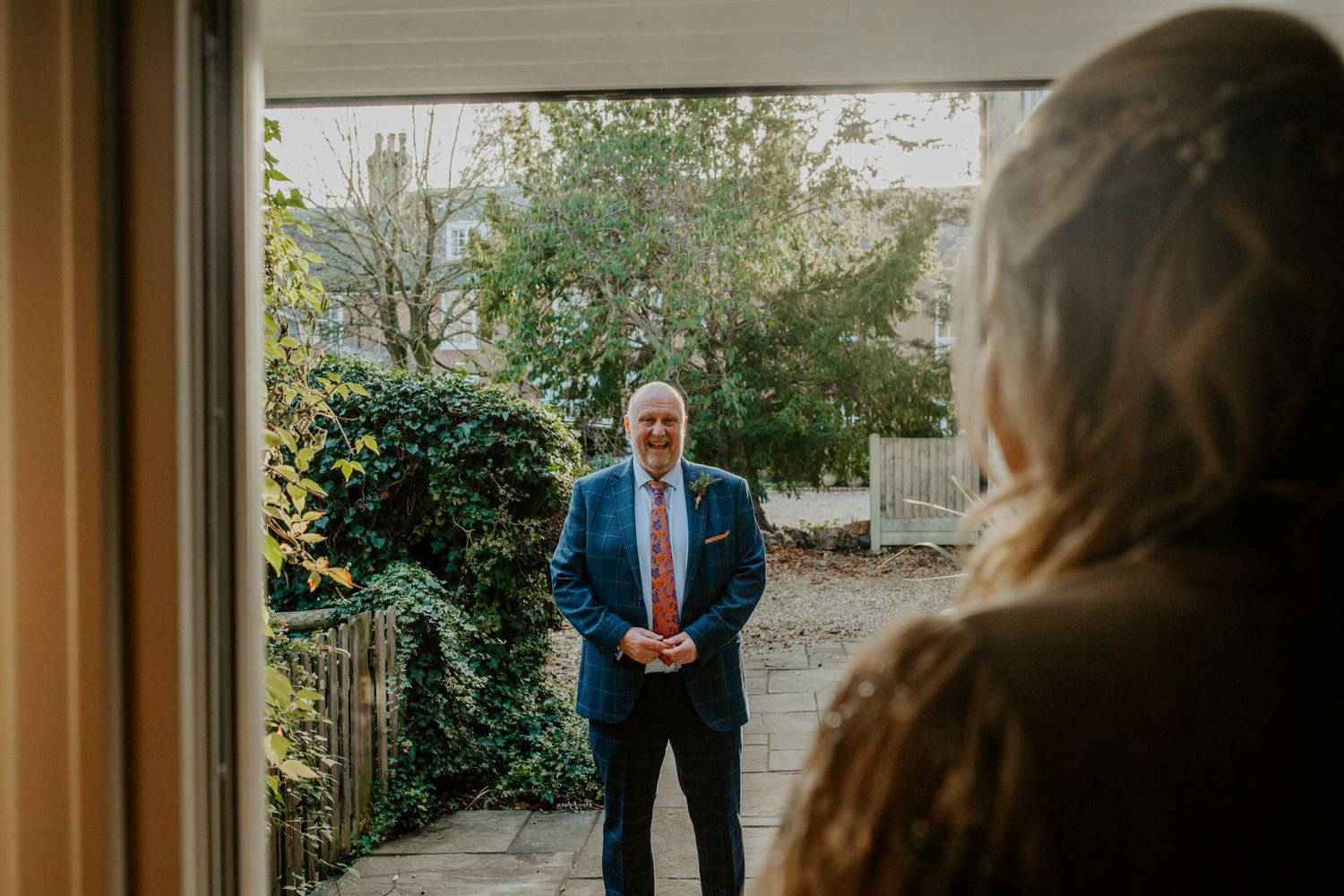 Bride doing a first look with her Father in Hertfordshire - RELM Photography
