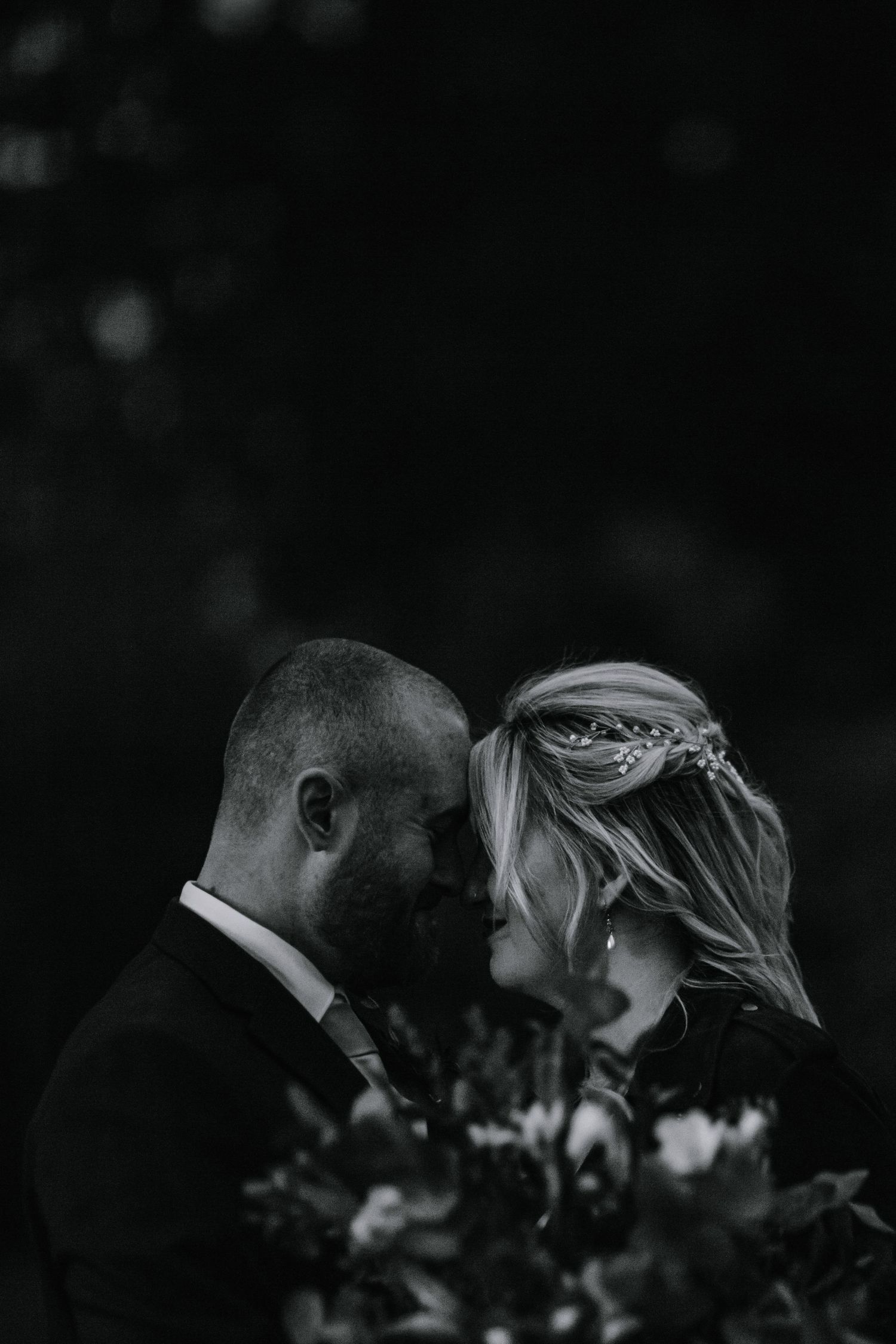 Bride and Groom kissing in the dark Hertfordshire, Photographer RELM Photography