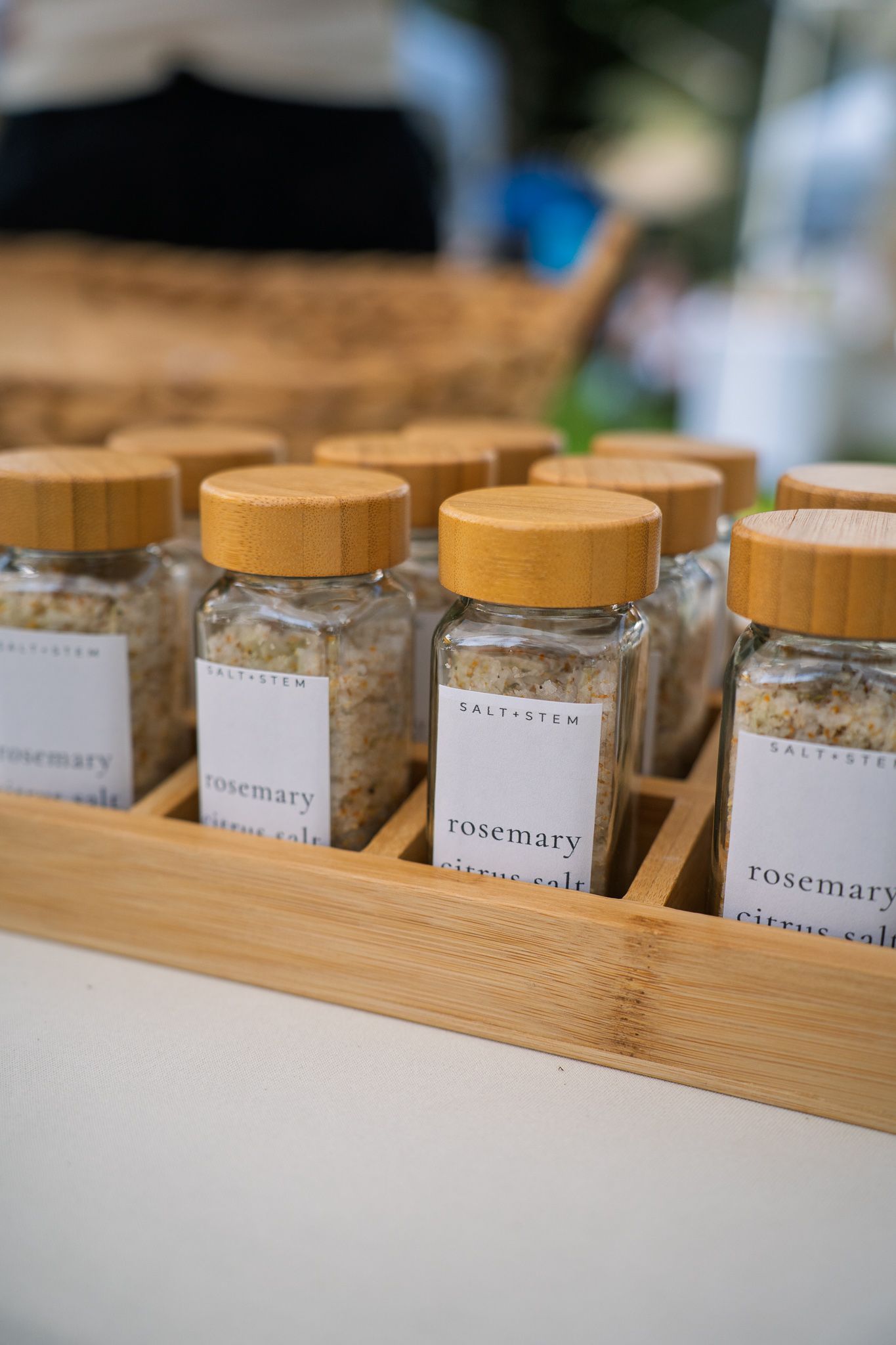 Rosemary citrus salt and gourmet seasonings displayed by Salt + Stem during Bluffton Farm and Flea’s grand opening.