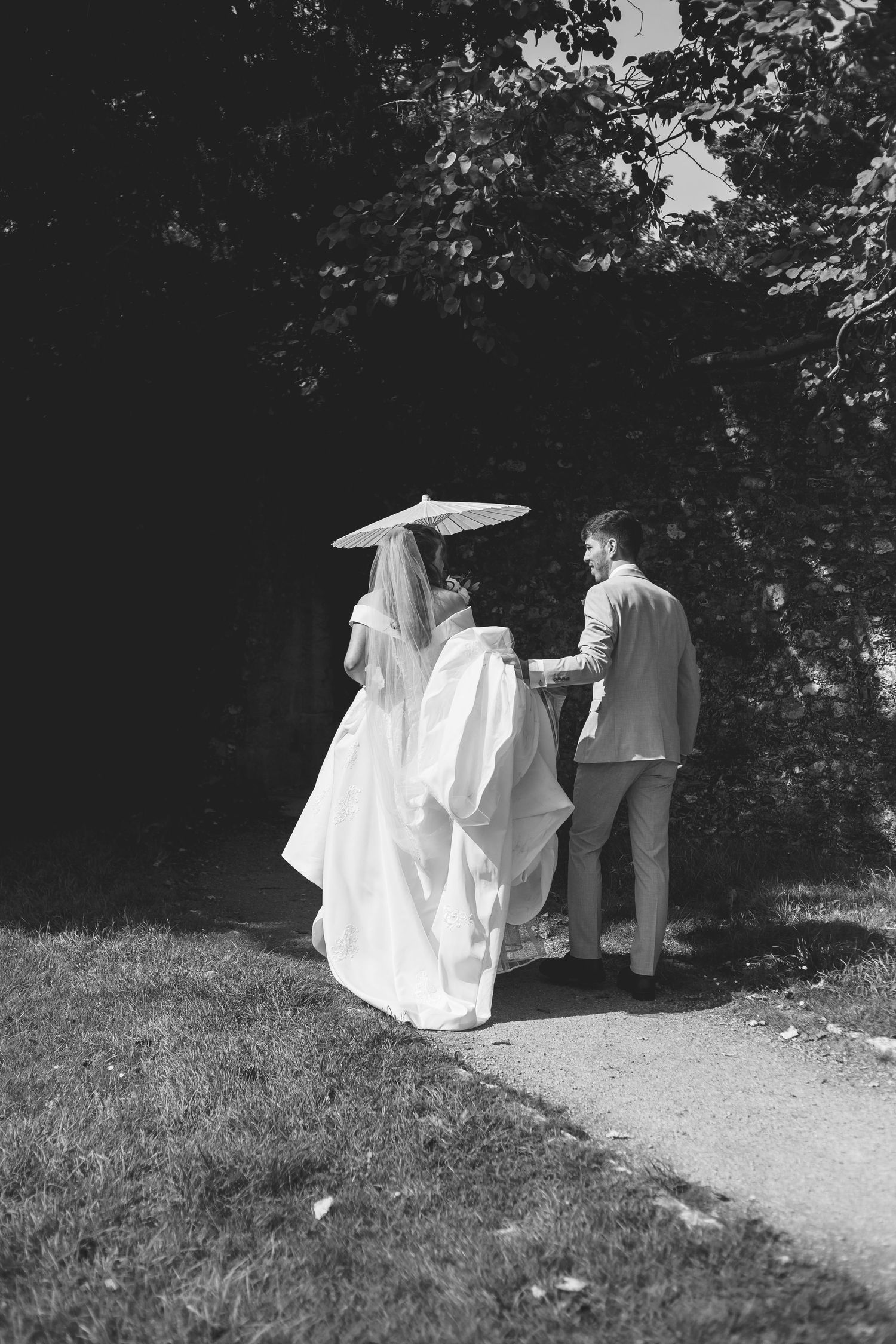 newlyweds enjoying a moment of clam after their ceremony.